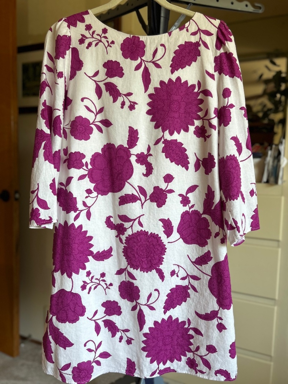 Ann Taylor Floral Linen Dress With Matching Scarf